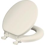 Mayfair Padded Toilet Seat, Cushioned Soft Vinyl Over Wood Core Seat, Secure Hinges, Easy Clean, Round, Biscuit