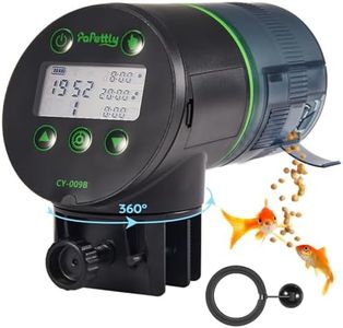 Papettly Automatic Fish Feeder for Aquarium - Auto Fish Food Dispenser with LCD Display for Fish Tank, 200ml Smart Auto Vacation Timer Turtle Feeder, with 2 AAA Batteries and Fish Feeder Ring (Black)