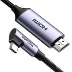 UGREEN USB C HDMI Cable 4K 60Hz 6FT Right Angle Thunderbolt 4/3 to HDMI Cord L Shaped Type C HDMI Adapter Compatible for MacBook Pro/Surface Go/ChromeBook Pixel/Galaxy S9 S8 Note8/iPad Mini 6/iPad Pro