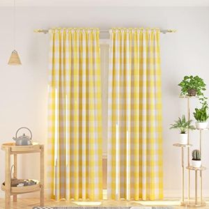 Cotton Curtains Yellow & White Buffalo Gingham Check Curtain Panels Living Room Drapes Plaid Checker Kitchen Bedroom Window Treatment Set 2 Panels Rod Pocket Each 132cm W by 242cm D