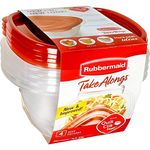 Rubbermaid TakeAlongs Food Storage Containers, Set of 8 (16 Pieces Total), 5.2-Cup Square, Ruby, Great for Meal Prep, Lunch for Adults & Kids, Bento Box Style, Reusable & Stackable