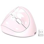 Mini Vertical Ergonomic Mouse Wireless - for Small Hands, 2.4G Silent Rechargeable Cordless Computer Mice with USB Receiver/3 Adjustable DPI/5 Buttons for Desktop, PC, Laptop, MacBook - Pink