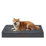 Bedfolks 4" Thick Orthopedic Dog Bed for Large Dogs, Memory Foam Dog Bed with Lining and Removable Cover, Reversible Washable Dog Mattress for Crate, Dark Grey