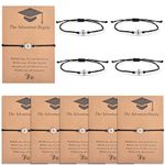 YELUWA 10 Pcs Graduation Gift Bracelet for Him/her, 2024 College Master Doctor High School Graduation Adjustable Bracelet The Adventure Begins Compass Bracelet for Classmates Friends Son Daughter Girl