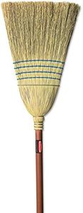 Rubbermaid Commercial Products Heavy-Duty Corn Broom, 1 1/8-Inch Wood Handle, Red, Indoor/Outdoor Broom for Courtyard/Garage/Lobby/Mall/Office