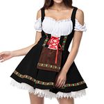 Women's Bavarian Dirndl Dress Traditional Beer Festival German Bavarian Outfit Traditional Beer Maid Costumes Bavarian Costume Beer Girl Costume for Bavarian Beer Carnival Black