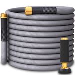 TITAN Garden Hose | Flexible, Lightweight, Kink-Free & Durable Hybrid Water Hose with Heavy Duty Brass Connectors & High-Pressure Jet Nozzle (100FT x 5/8”)