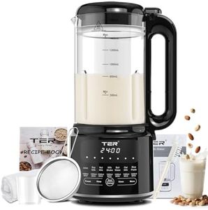 50OZ Nut Milk Maker Machine, TER 10-in-1 Soy Milk Maker for Almond/Oat/Soy Milk, Juice, Milkshake, Rice Paste, Auto Clean/24H Preset Time/12H Keep Warm, with 7 Accessories, Black