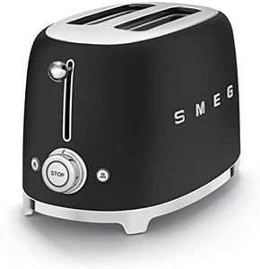Smeg TSF01BLMUK 2 Slice Toaster, Extra Wide Slots, 3 Pre-Set Options, 950W, Matte Black