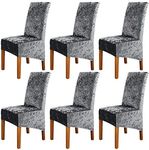 Dining Chairs Cover Pack of 6 - High Stretch Crushed Velvet XL Size High Back Dining Chair Slipcovers Chair Protector Seat Cover for Dining Room Living Room Wedding Hotel Banquet Party Home Decor