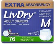 LivDry Adult Diapers | Medium Protective Incontinence Underwear | Super Absorbent 76 Count | Regular/Daytime