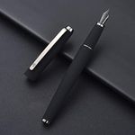 Hongdian 517D Matte Black Fountain Pen Stell Fine Point, Warrior Series, Classic Design with Converter and Metal Case