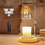 Candle Warmer Lamp with Timer, Dimmable Electric Candle Lamp Warmer with 3 Bulbs, Adjustable Height and Brightness Control, Compatible with Most Candles, Scented Candle Warmer, Rose Gold