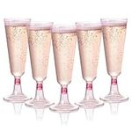 MATANA 96 Premium Elegant Pink Plastic Champagne Flutes, 150ml - Reusable Toasting Glasses, Cocktail Prosecco Glasses for Weddings, Birthdays, Christmas, Bridal Showers, Themed Parties