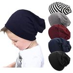 DRESHOW 5 Pack Unisex Baby Hats For Kids Cotton Skull Caps Soft Cute Knit Cap Baby Toddler Beanie for 6-60 Months