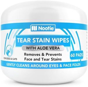 Nootie Tear Stain Wipes for Dogs & Cats, Gently Remove and Prevent Tear Stains with Aloe Vera, 60 Count