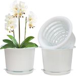 Meshpot 8 Inch Plastic Orchid Pots with Holes,Decorative Planter Pots for Indoor Outdoor Flower Plants,Herbs,Snake Plants and Succulents