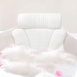Bath Pillow for Tub, Bathtub Spa Pillow with Neck Head Back Support, Bath Cushion 5D Air Mesh Breathable Bath Pillow for Hot Tub with 6 Strong Suction Cups,Bath Tub Accessories Luxurious, White