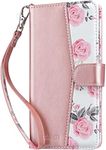 ULAK Wallet Case Compatible with Galaxy S20 FE, Flip Case with Card Holder PU Leather + TPU Bumper Stand Cover Kickstand Full Protective Phone Case for Samsung Galaxy S20 FE 6.5 inch (Pink Flower)
