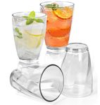 Plastic Drinking Tumblers 4 Pcs 350ML/12.3oz Clear Plastic Wine Glasses Reusable Cups Portable Cocktail Glasses for Indoor Outdoor Picnic Camping, Unbreakable Glasses and Dishwasher Microwave Safe