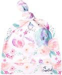 Copper Pearl Baby Beanie Hat Top Knot Stretchy Soft 0-4mo "Bloom"