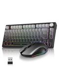 RedThunder K75 75% Wireless Membrane Keyboard and Mouse,3-Mode 2.4G/BT/USB-C,US Layout Side-Engraved,Volume Knob,TKL Ultra Compact Design,Optical Gaming Mouse with 4800DPI for PC Mac (Gradient Gray)