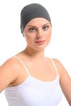 Bamboo and Cotton Cap for Chemo, Hair Loss, Sleep Cap (Charcoal)