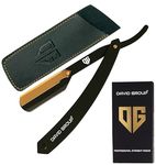 DG® Cut Throat Razor Kit - 24k Gold Plated Swing Lock with Matt Royal Black Color - Straight Edge Razor for Barbers & Personal Use - Stainless Steel - Beard Shaving Razor