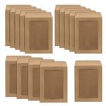 WYAN 15 Window Envelopes, Kraft Envelopes, Clear Window Envelopes for Gift Cards, Greeting Cards, Invitations, Classic Flap Envelopes (15 * 11cm)