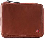 Alpine Swiss Logan Zipper Bifold Wallet For Men or Women RFID Safe Comes in a Gift Box Tan