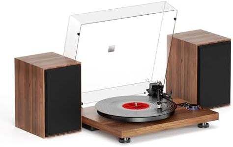 Bluetooth Record Player Wireless Turntable HiFi System Wooden Bluetooth Turntable Converter with Counter Weight, Audio Player with Twin Detachable Speakers,Built-in Phono Preamp and AT-3600L Cartridge