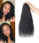 8Packs Goddess Box Braids Crochet Hair With Curly Ends 14inch Pre-looped Bohomian Crochet Box Braids Synthetic Braiding Hair Extensions (14 Inch, 1B)