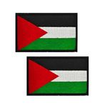 2 PCS Palestine Flag Patch National Palestinian Flag Patches Palestine Patches Embroidered Patch Hook & Loop Sew on Embroidery Military Badge for Clothes Hat Backpacks Pride Decor