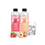 POLKA POP - Flavoured Sparkling (Fizzy) Water | Cranberry & Peach | Pack of 24 (300 ml Each) | 100% Natural Flavour | Zero Sugar & Zero Calories | No Aspartame or Stevia