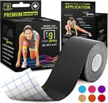 TapeGeeks Elastic Bandages Kinesiology Tape Athletic Tape Muscle Tape - Hypoallergenic Sport Tape K Tape Black Medical Tape Wrist Tape Kinetic Tape Knee Tape Body Tape Trans Tape