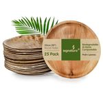 Signature Packaging - Disposable Palm Leaf Plates - Sturdy, Large Round Plates - 25cm, 25 Pack