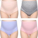 ELEG & STILANCE Women's High Waist Cotton Stretch Brief Underwear Full Coverage Maternity Pregnancy Panties (Pack of 2, Size fit: 3 Months to 10 Months) Assorted