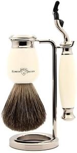 Edwin Jagger S81M587AMZ Imitation Ivory & Nickel Classic Shaving Set with Pure Badger Shaving Brush and Mach 3 Razor for Shaving Cream or Soap for Men