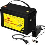 SCREMOWER LiFePO4 Battery 12V 100Ah Up to 7000 Deep Cycle Lithium Iron Phosphate Battery with BMS for Campers RV Solar Marine Golf Carts Energy Power Supply Emergency,Run in Series or Parallel