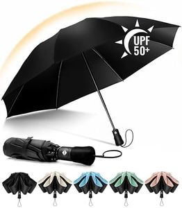 Chakipee Parapluie Pliant inversé Compact Anti UV- Parapluie Femme Automatique Resistant Vent, Portable pour les voyages, Revêtement en polyester 210T, Portée 97 cm, 8 Sections, Noir