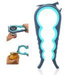 Otstar Jar Opener Bottle Opener and Can Opener for Weak Hands, Seniors with Arthritis and Anyone with Low Strength, Mutil Jar Opener Get Lids Off Easily (Blue and Grey)