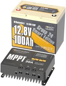 Power Queen Bluetooth 12V 100Ah LiFePO4 Battery with 24V30A MPPT Charger, Group 24 Deep Cycle Battery, 100A BMS with Low-Temp Cut-off Protection for RV, Trolling Motors, Solar System