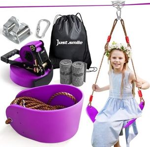 Zip ine Kit for Kids Outdoor,Stainless steellackline Pulley Slider with Swing seat Zip line,Kids Zipline kit for Backyard with 60ft Ninja Slackline Slackline Zipline