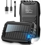 Solar Power Bank Portable Charger, 46800mAh Huge Capacity External Battery Pack, PD18W QC 3.0 Phone Charger, 3 Charging Port Battery Charger With Battery LED Display, Super Bright Flashlight