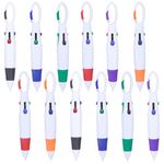 Qupaen 24 Pack Multicolor Pens 4 in 1 Retractable Ballpoint Pens with Buckle Keychain for Office School Hospital Supplies