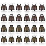 24 Pack Grazing Cow Bells, Horse Sheep Bronze Bell Noise Makers, Farm Animal Loud Copper Bell, Metal Decorative Bells for Dog Cat Christmas Tree Crafts Pet Anti-Lost (2 Colors)