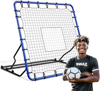 SwazSports Soccer Rebounder Net, 4'x4.5' Adjustable Soccer Rebound Net, Soccer Practice Equipment, Bounce Back Net, Kick Back Trainer (2 Sandbags Included)