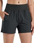 Libin Women's 4" High Waist Athletic Golf Shorts Quick Dry Hiking Shorts Lightweight Summer Active Outdoor Travel Shorts, Black XL