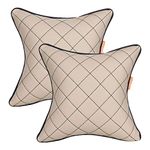 Autofit Beige & Black Double Quilted Car Cushion Set (Set Of 2 Pieces) Universal For All Cars - Leather