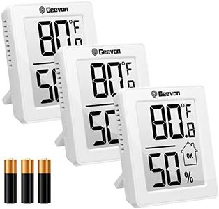 Geevon Indoor Thermometer Room Temperature Monitor,3 Pack Temperature Humidity Gauge Thermometer Hygrometer with Battery for Home, Office, Greenhouse, White